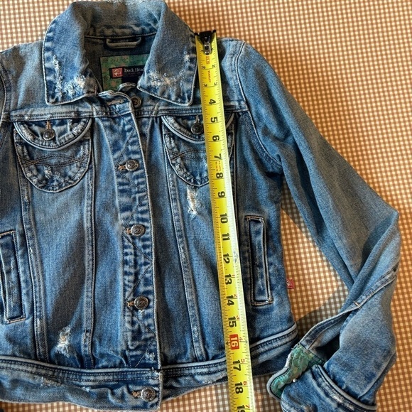 Duck Head women’s Jean Jacket trucker distressed denim. Size Small.Pockets - Picture 8 of 11